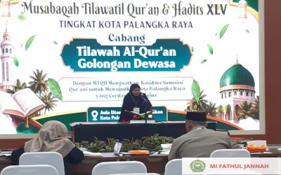 Guru MI Fathul Jannah Raih Juara Harapan II Cabang Tilawah Dewasa Putri MTQH XLV Tingkat Kota Palangka Raya